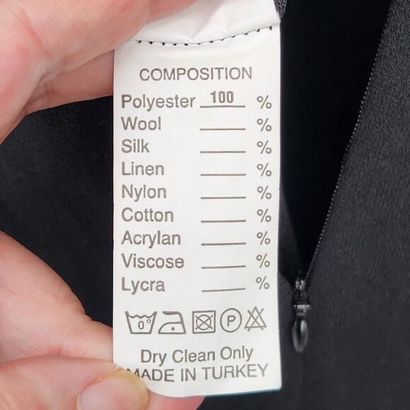 BARELLI Black Round Neck Dress with Attached Multi-Color Geometric Scarf Women 6 - Picture 4 of 15